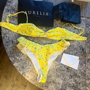 Aurelia Raw Yellow Sicily Ruffle Bikini Set